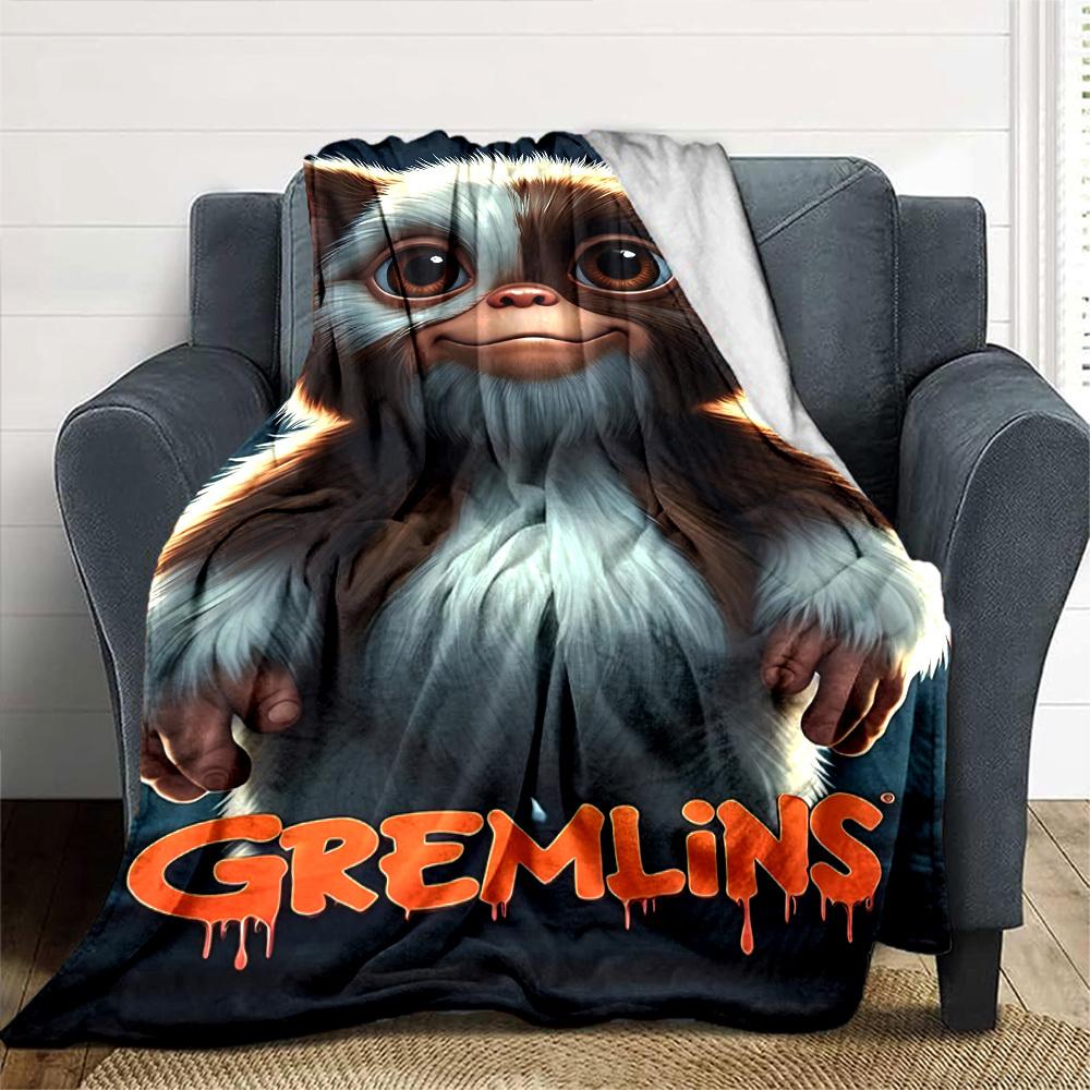 1ks Gremlins Gizmo Přehozová deka Měkký flanel, Útulný polyester pro všechna roční období Perfektní pro domov, kancelář