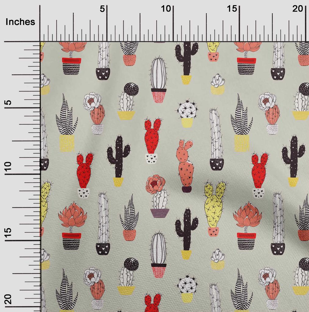 oneOone Cotton Flex Dusty Gray Fabric Cactus Sewing Fabric By The Yard Printed Diy Clothing Sewing Supplies 40 Inch