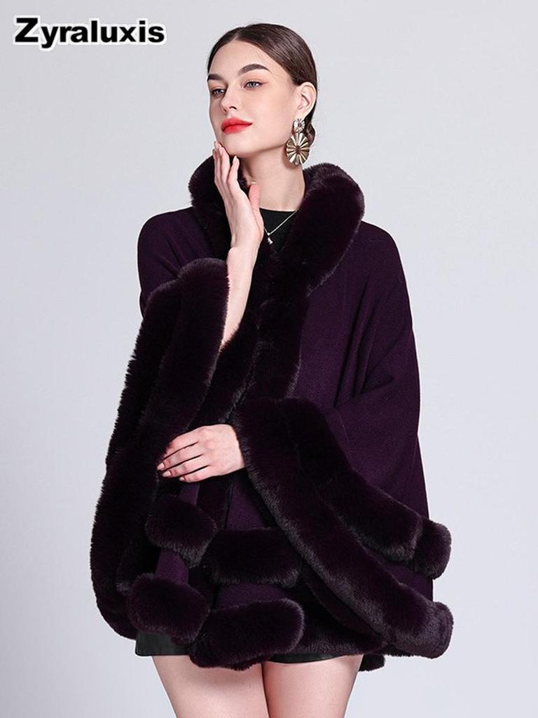 Damen Oversize Wollmantel mit dick gestricktem Kragen für Herbst Winter Eleganz
