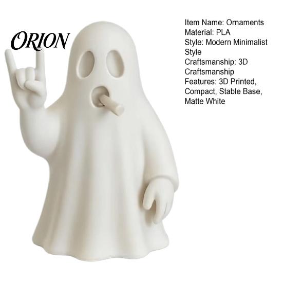 Trendy Metal Gesture Statue 3D Printed Rock Ghost Figurine, Cool Hand Statue, Matte Compact Stable Table Figurines White Desk Decor for Bedroom Gaming