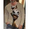Funny 3D Animal Print Mens T Shirt Hip Hop Trend Harajuku Street Clothes Autumn Loose Top Fashion Cotton Long Sleeve T-shirt Men
