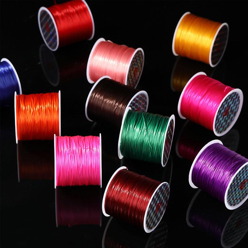 1Roll Beading Thread Accessories Flat Elastic Thread Elasticity Spandex DIY 0.8mm Elastic Cord Hand Knitting