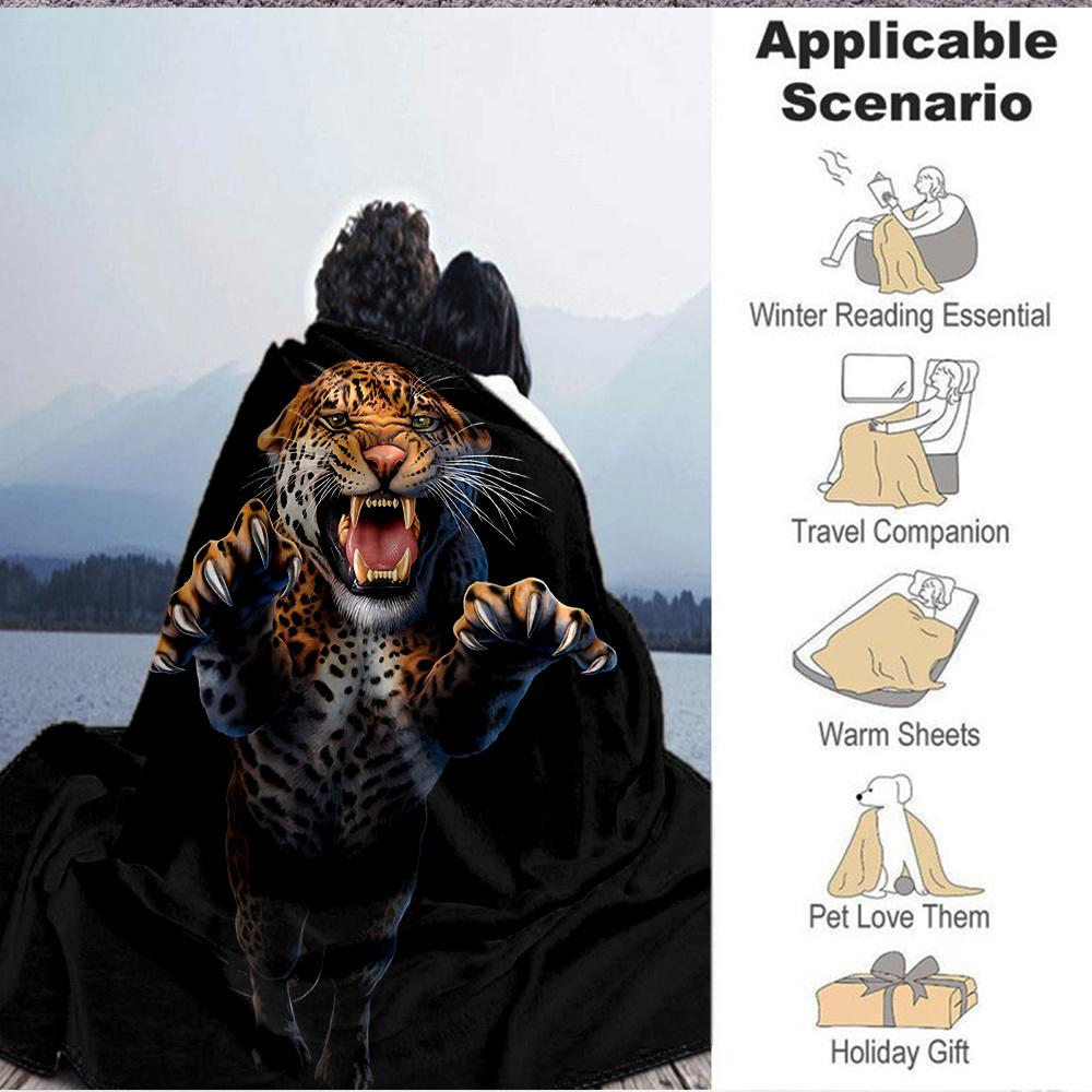 1PC Leopard Print Blanket, Throw For Sofa, Bed, Travel, Camping, Livingroom, And Bed, Printing Blanket With Soft And Warm Fabric Yy250918147