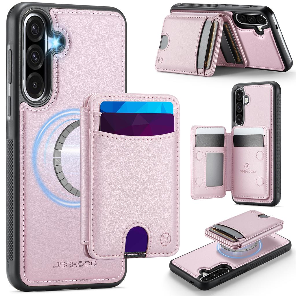 For Samsung Galaxy A36 5G Magnetic Case JEEHOOD J10 Leather Back Phone Cover with Detachable Card Holder Kickstand