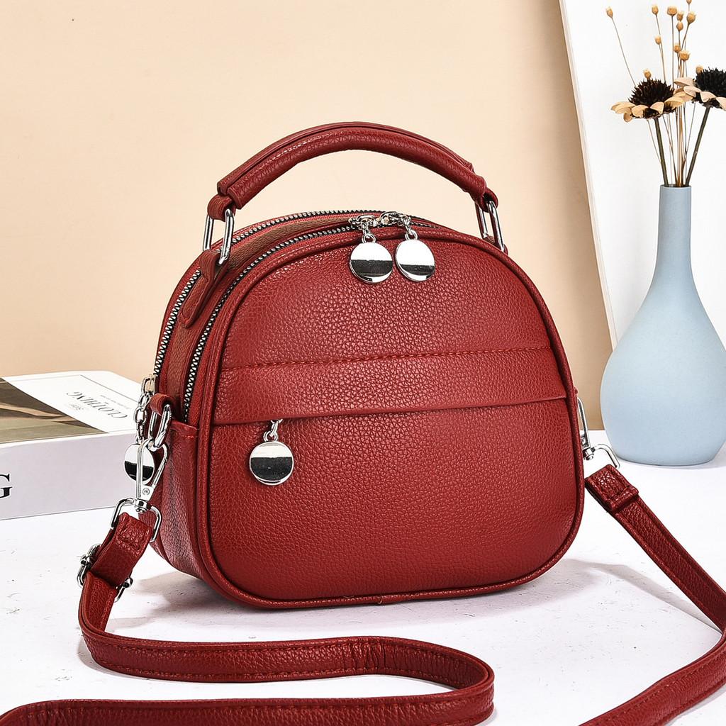 Pu Leather Small Round Crossbody Bag For Casual Travel Women