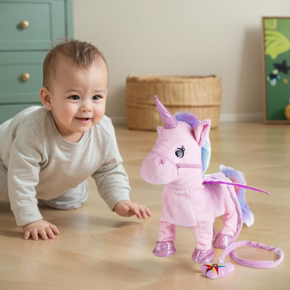 Electric Plush Horse Toy Cute Horse Plushies Creative Music Little Horse Toy Battery Operated PP Cotton for Birthday Gifts