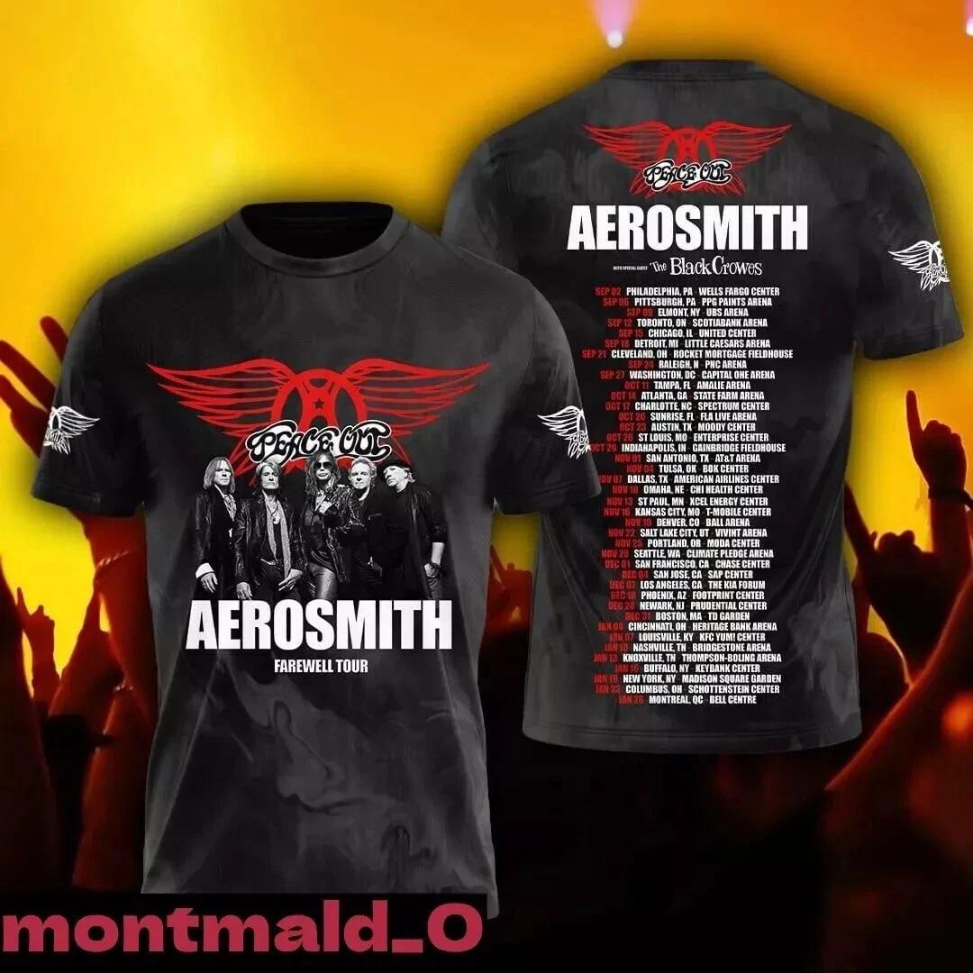 TeesTreasures Aerosmithh Tour 2024 2025 T-shirt, Aerosmith Peace Out Farewell Tour 3D T-Shirt 4XL