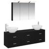 Bathroom Furniture Set 4 Pcs Black Oak Engineered Wood and Glass