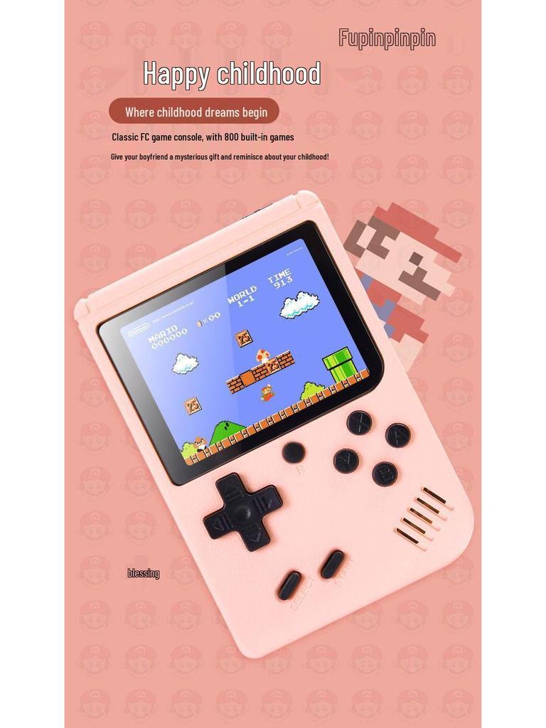 Handheld Game Console - Macaron Edition: 800 Classic Games, Nostalgic Single/Double Player, New Model with Free Shipping
