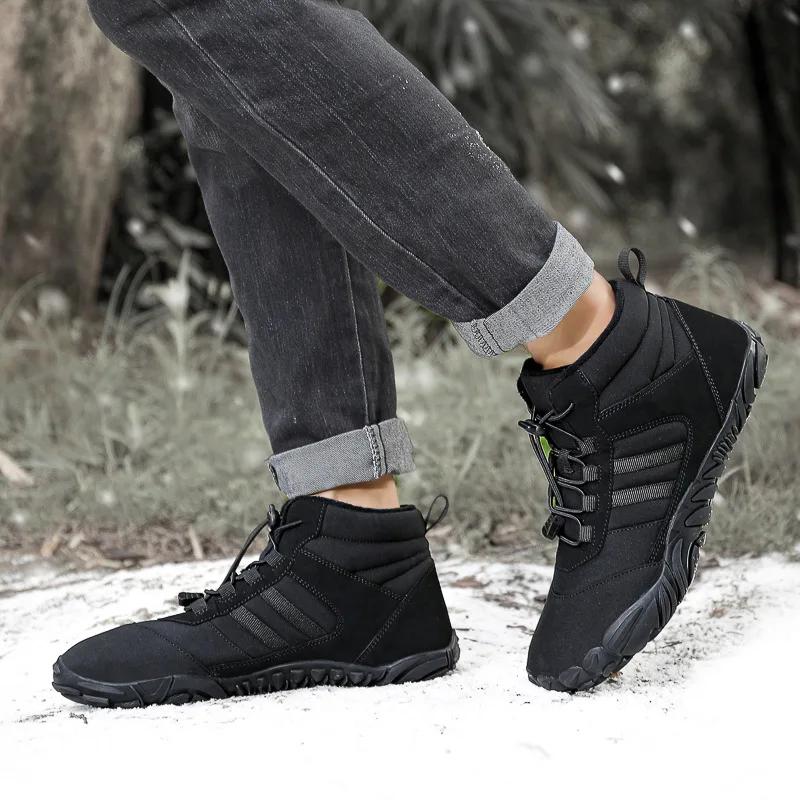 Waterproof Outdoor Cotton Shoes Hiking Climbing Fleece-Lined Warm Shoes Couple Sports Thickened Anti-Slip Snow Boots Zapatillas