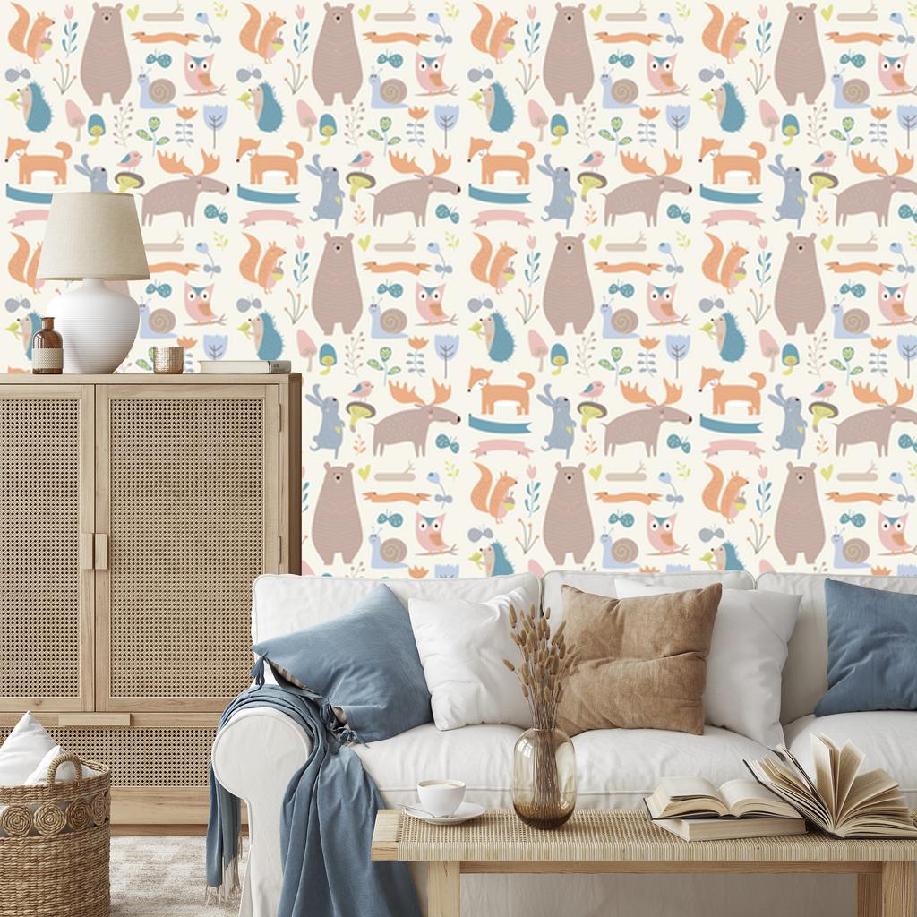 Forest Animals and Friends Wallpaper for Living Room and Bedroom 50x1000