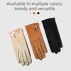 Soft Pu Leather Gloves Velvet Women Cycling Mittens Skiing Winter Bow Suede Gloves  Outdoor