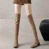 Krazing Pot Flock Autumn Winter Shoes Thick Heels Size 43 Long Boots Apricot Patch Work Stretch Over-the-knee Boots