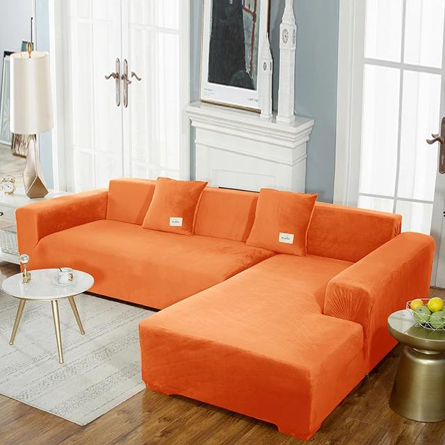 Super Soft Velvet Sofa Cover For Living Room Elastic L Shaped Chaiselongue Corner Couch Slipcover Washable Armchair Sofa Covers