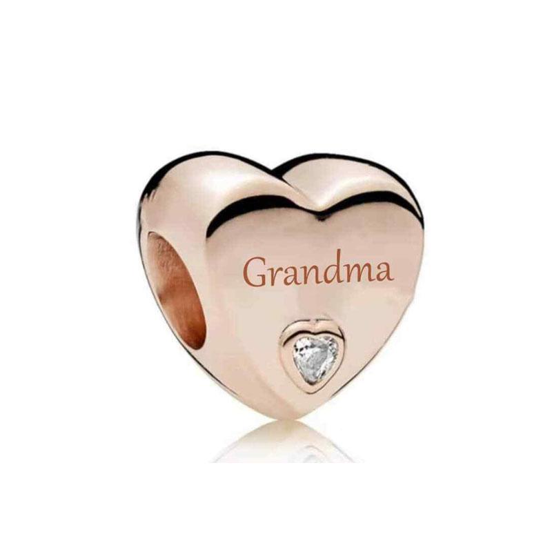 New Copper Charms Heart Love You Forever Mum Auntie Beads Fit Original Bracelet Diy Gift Women