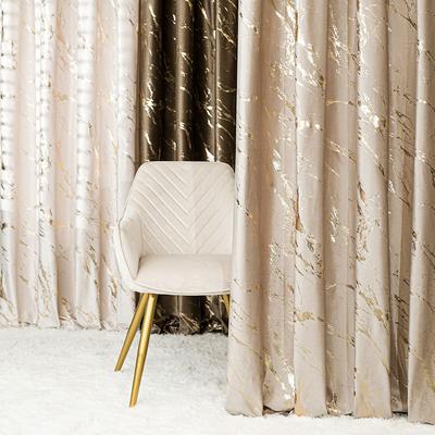 Marma - Ready-Made Eyelet Curtain - 140X250Cm - Dark Cream With Gold Print