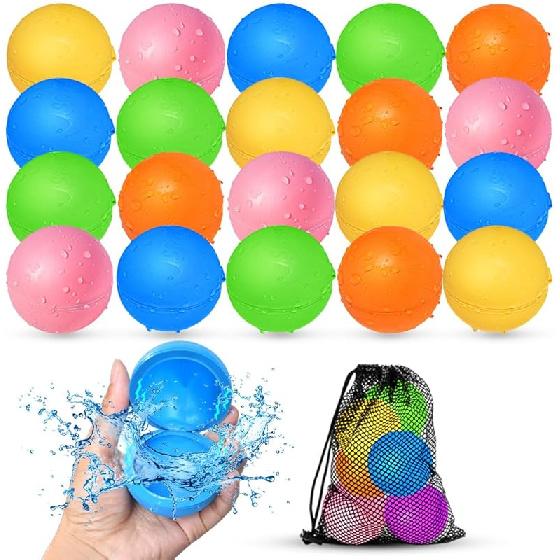 12Pcs Reusable Water Balloons, Pool Beach Water Toys for Boys and Girls, Outdoor Summer Toys for Kids Ages 3-12