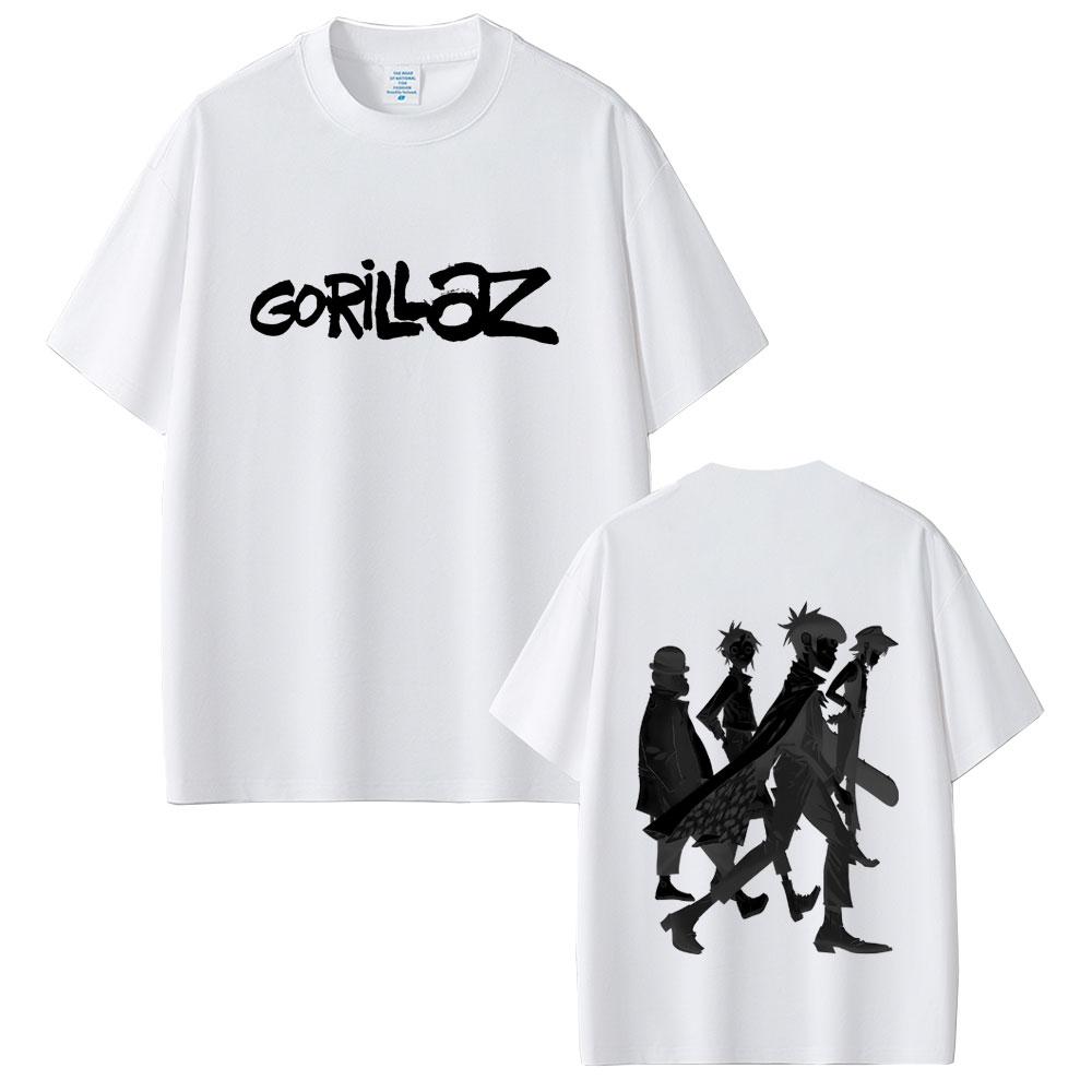 Limited Rock Band Gorillaz Print Tshirt Men Women Casual Oversized Crewneck T Shirts Male Fashion High Quality Cotton Tshirt