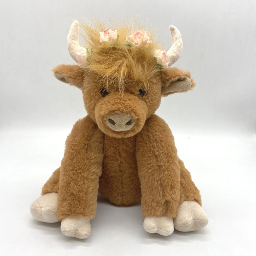 Plush Simulation Highland Cow Joints Movable Scottish Highland Cow Stuffed Animal Plushie  Gift
