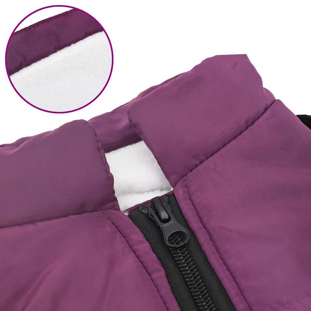 Dog Raincoat with Integrated Harness Waterproof and Reflective Purple Size L36