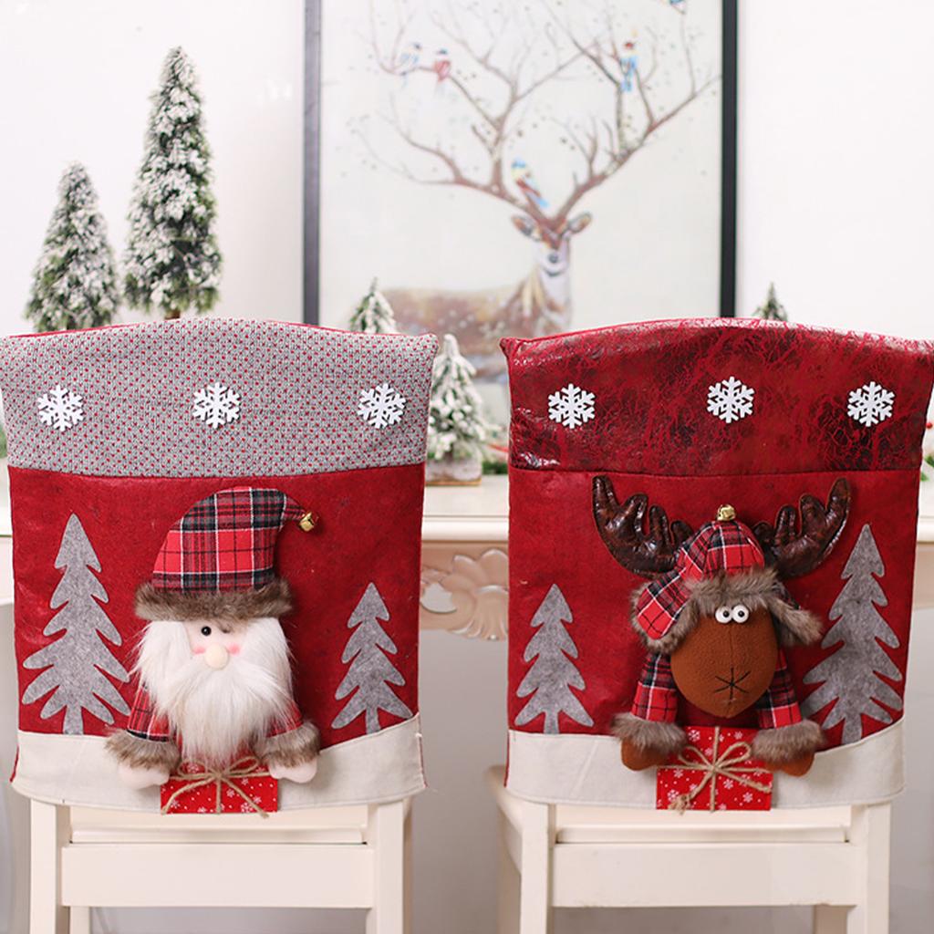 Xmas Chair Cover Dining Room Chair Seat Back Cover Removable Reusable Festival Decoration