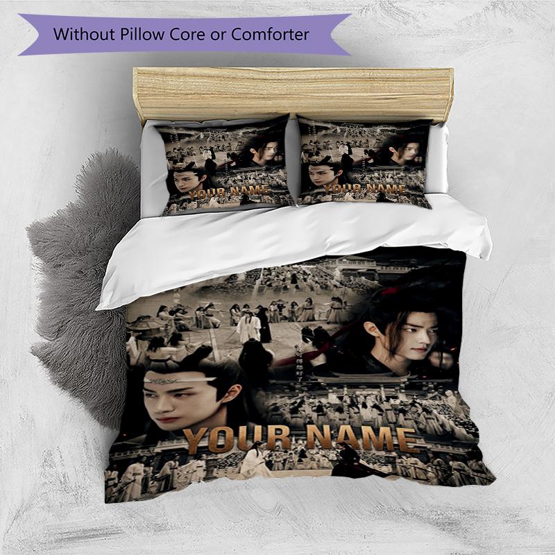 3pcs Custom Name Era Warriors Printed Bedding Set Duvet Cover Closure Includes 1 Duvet Cover & 2 Pillowcases, Soft and Comfortable for All Seasons.