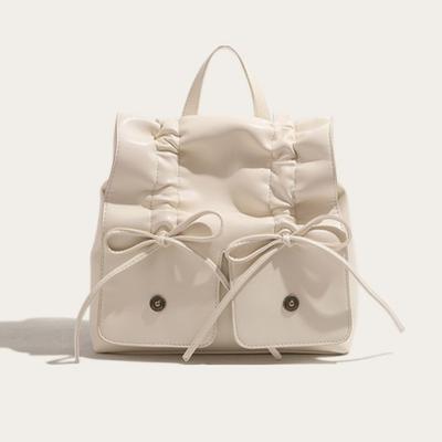 Sweet Bow Backpack for Women 2025 Trendy Fashion Korean Pleated Backpack Casual Large Capacity Handbag