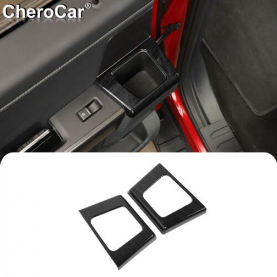 Rear Door Storage Box Organizer Cover Trim for Ford F150 + Black Wood Grain