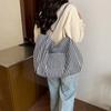 Casual Striped Design Women Nyl Shoulder Bags Versatile Large Capacity Ladies Armpit Handbag Ctrast Color Girl Shopping Tote