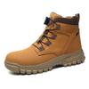 Leather Non Slip Work Boots for Men Rotating Button Safety Shoes Steel Toe Sneaker Male Puncture Proof Protective Boots