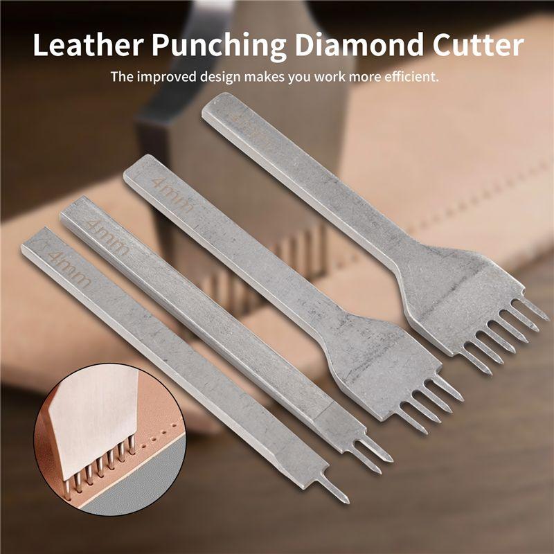 Aug. Lacing Stitching Chisel Set DIY Leather Craft Tool 4Mm Diamond Hole Punches For Leather 1/2/4/6 Prong Perforate Sew Tools
