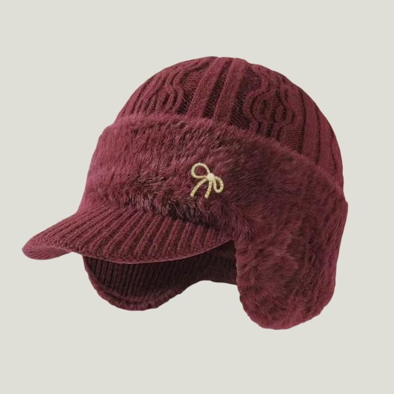 Men's Winter Knit Hat and Scarf Set with Ear Protection for Seniors