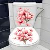 Floral Toilet Lid Sticker Waterproof DIY Friendly Peel and Stick Decal for Bathroom Wall Restroom Home Decoration
