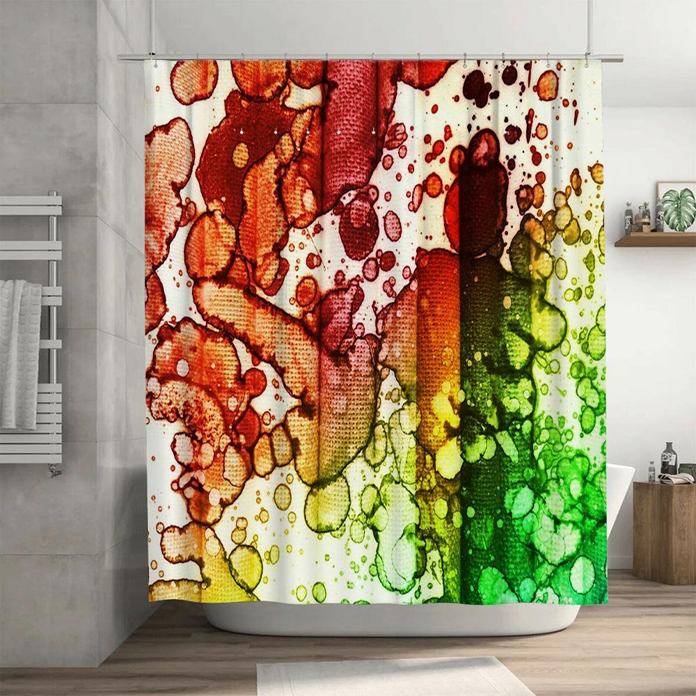 Modern Colorful Shower Curtain Waterproof Polyester Custom Printed Bathroom Decor Set Accessories