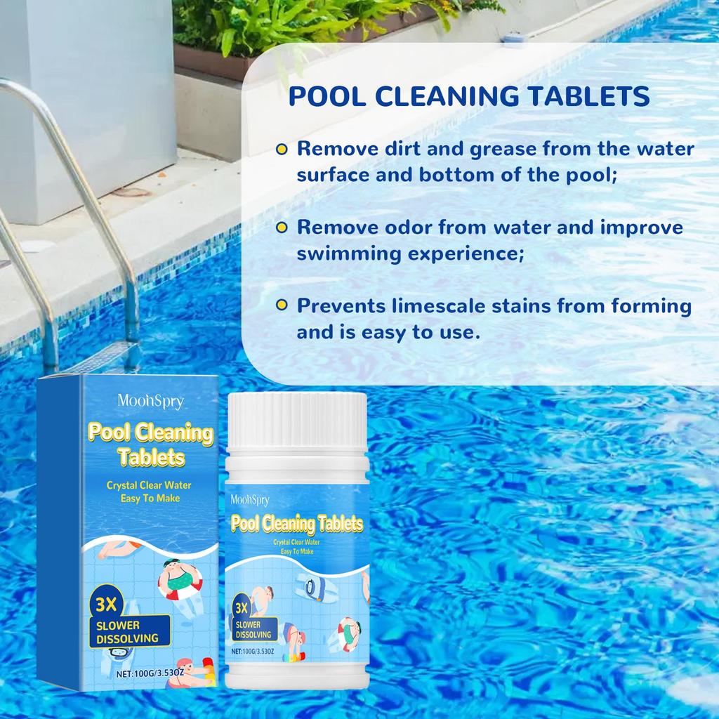 Pool Cleaning Tablets Pool Water Clarification Odor Removal Stains Multi-Purpose Cleaning Effervescent Tablets