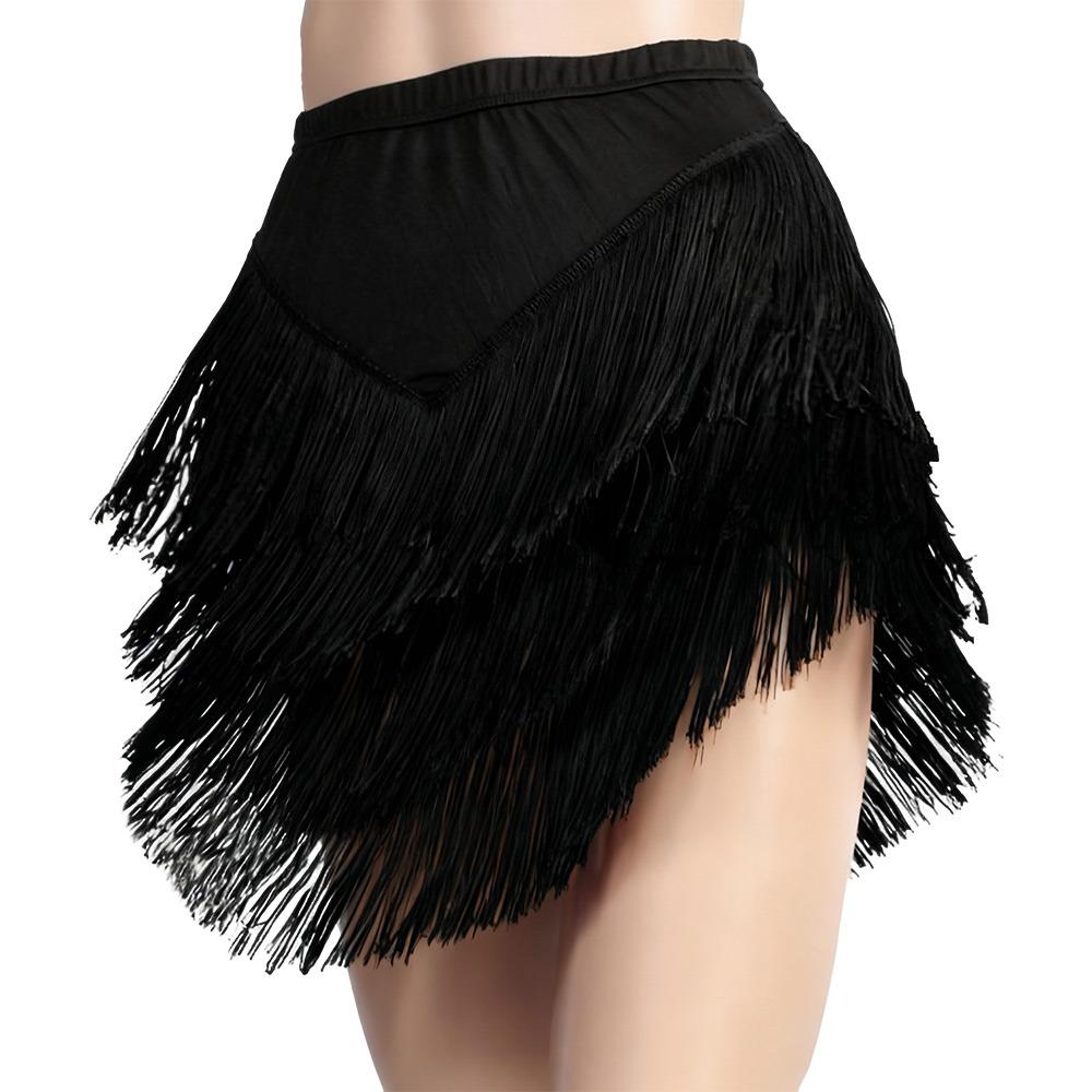 Tassel Ballroom Dance Skirt Short Rumba Dance Skirt Fashion Performance Costume  for Women
