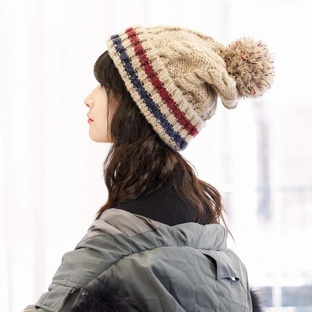 WHITE FANG Knitted Cold CA099 Hat, Hat, Cap, Autumn/Winter, Protection, Pompom, Sports, Snowboarding, Skiing, Women's (02 Red)
