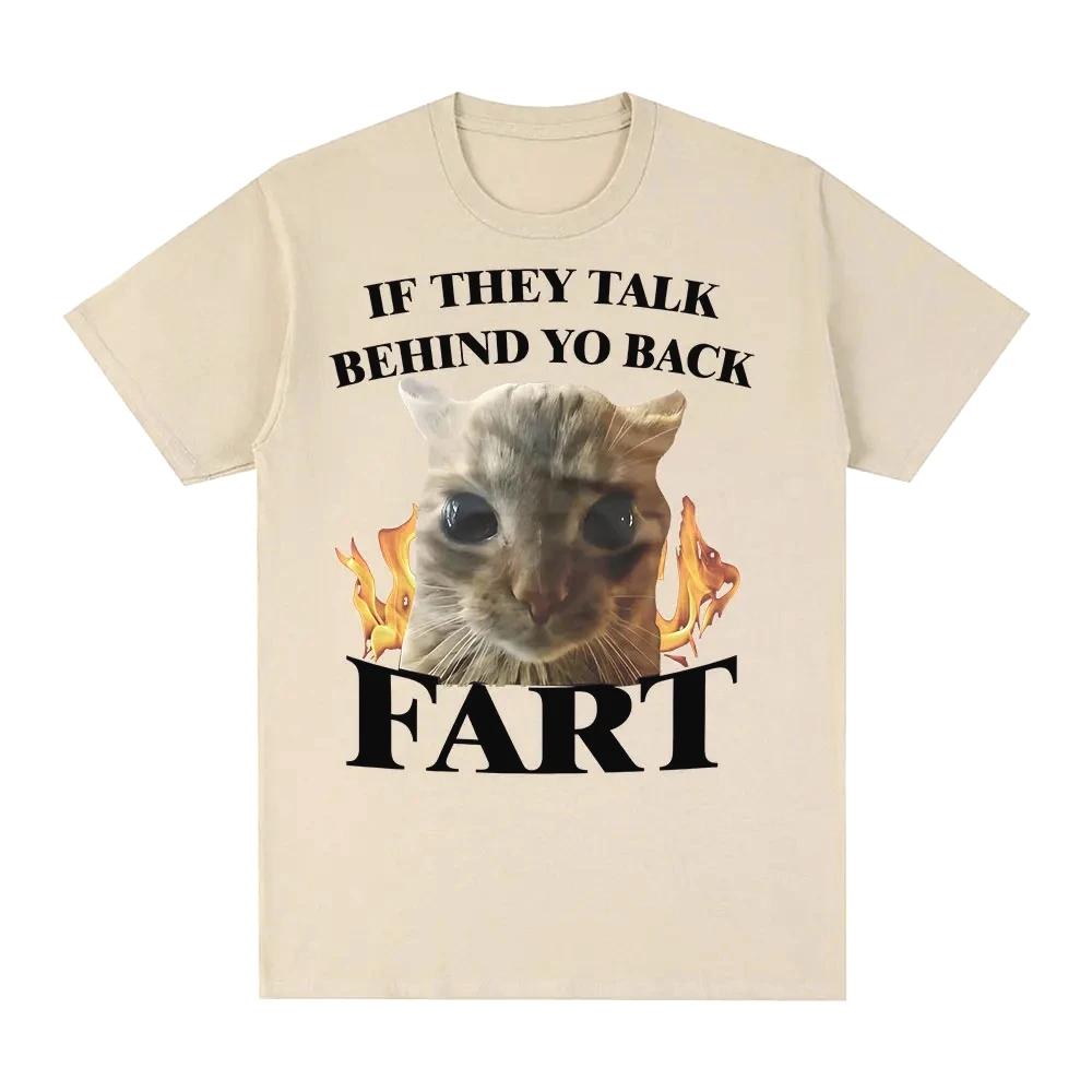 Vintage Cat Fart Funny Cat Meme Print Tee Shirt Women Clothing Fashion Short Sleeve Casual Women T Shirt Top Clothing