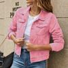 Women's Denim Jackets Fashion Female Casual Long Sleeve Lapel Solid Button Down Chest Pocket Slim Jean Jacket Coat