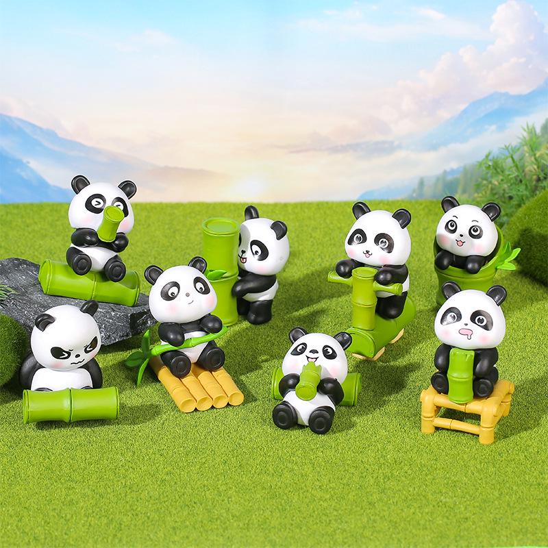 Cute Bamboo Panda PVC Figure: Car Ornament & Desktop Decoration Gift