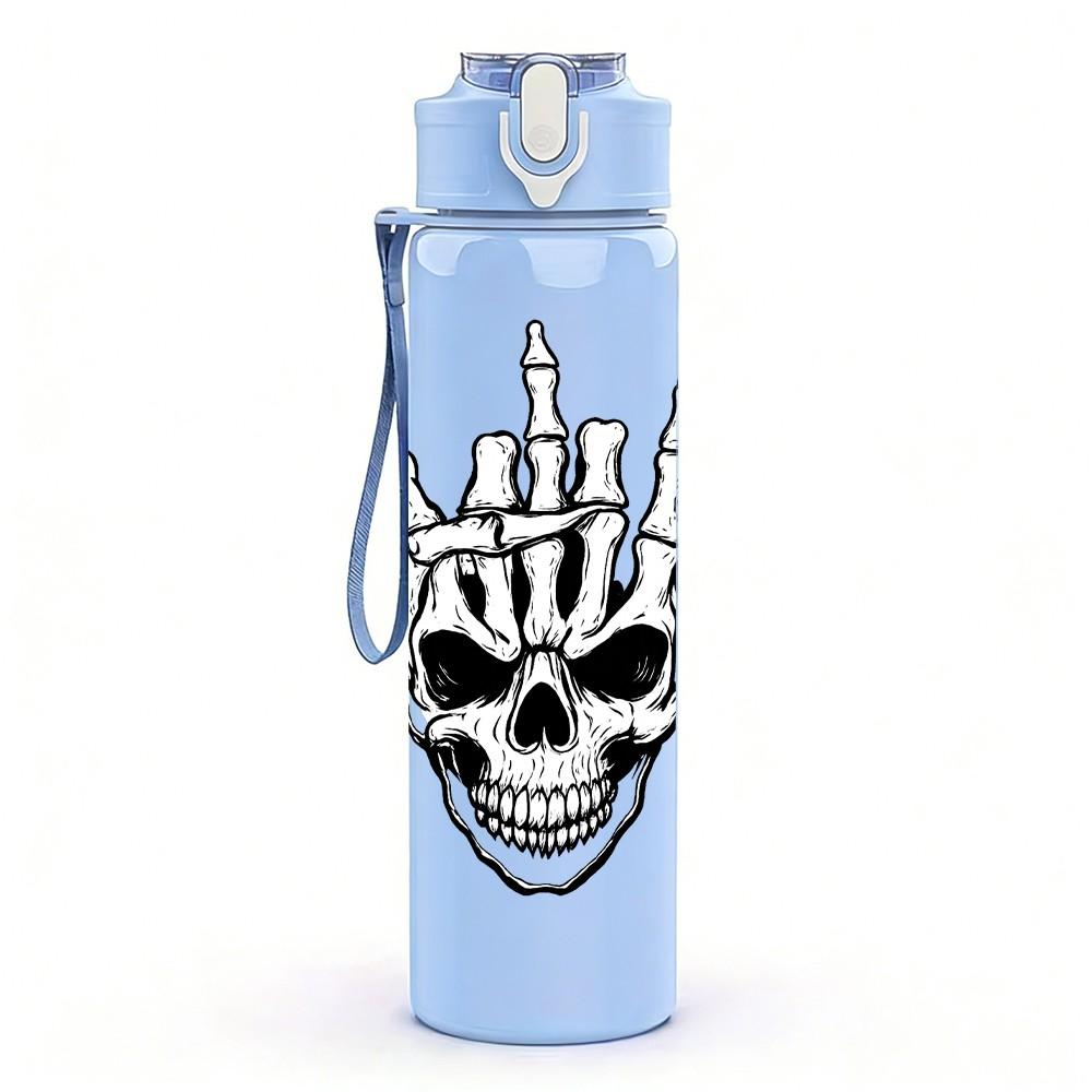 1PC Rock Hand Skull Sign 750ml Color Plastic Sports Water Bottle Leakproof Flip Straw Lid Suitable for Sports Office Home Use
