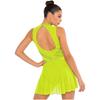 Women Ruched Dance Dress Shiny Rhinestone Sleeveless Lyrical Dancing Outfit