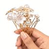 ANNA CREATIONS 10 Pcs Golden Bridal Wedding Hair Pins for Bride, Bun, Party U- Shaped Juda Pin Pearl & Crystal Flower Hair Accessories for Woman &