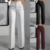 European American Women's High Waisted DrapedStraight Cut Simple Suit Pants Women