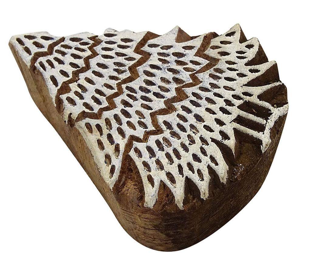 Decorative Wood Stamp Tree Pattern Blocks Hand Carved Textile Printing Block