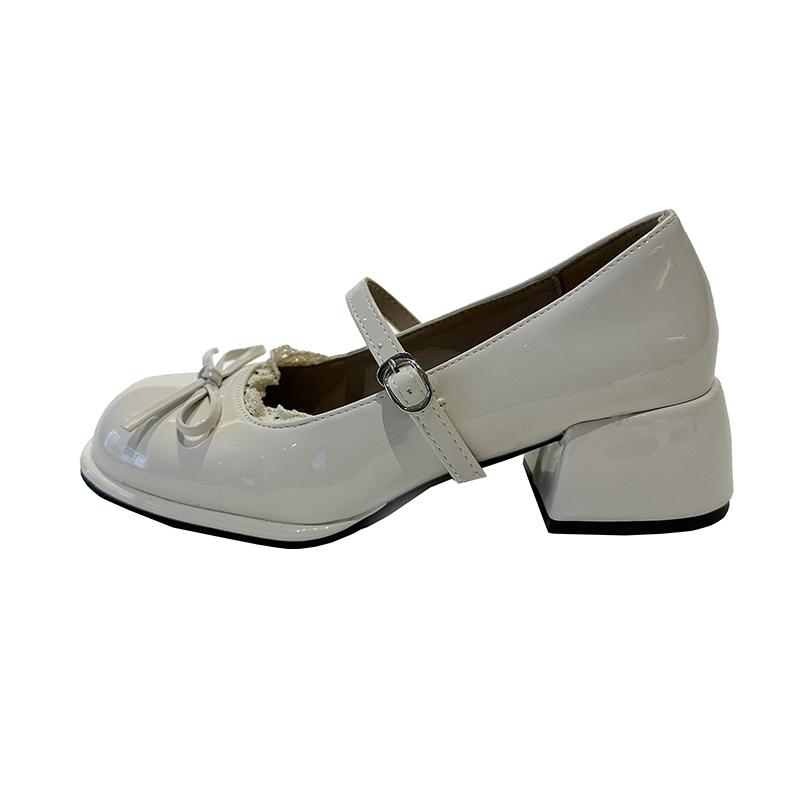 

Fashion 2025 New French retro Mary Jane shoes for women, thick heel, mid-heel, round toe, shallow opening single shoes 35