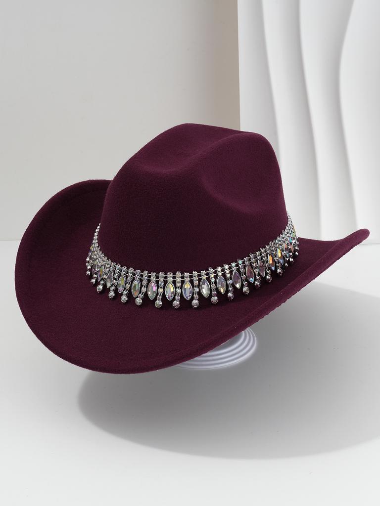 Men's and women's European and American elegant top hats, unique jazz cowboy hats, fringed gemstones, rhinestone accessories, belts, wedding engageme