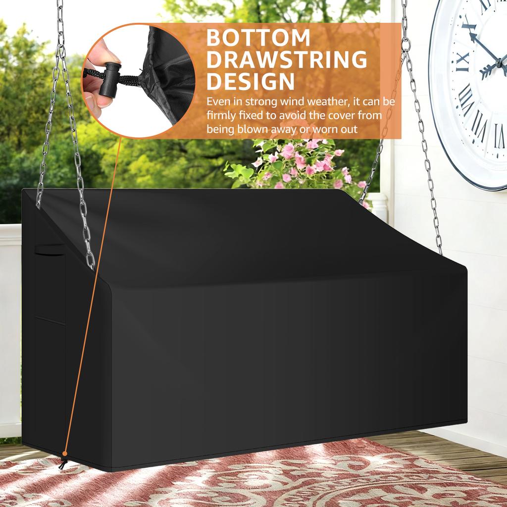 Patio Hanging Swing Cover 210D Oxford Cloth Outdoor Garden Waterproof Heavy Duty Protector Porch Swing Cover