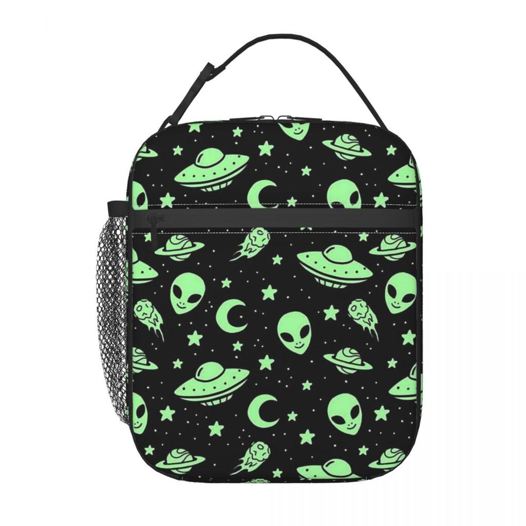 Colour Alien Rocket Spaceship Pattern Insulated Lunch Bag for Women Kids Portable Food Boxes Thermal Lunch Box Tote
