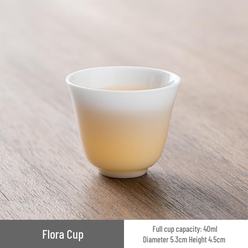 Cha Xun Flower God Ice Jade Porcelain Teacup Pair